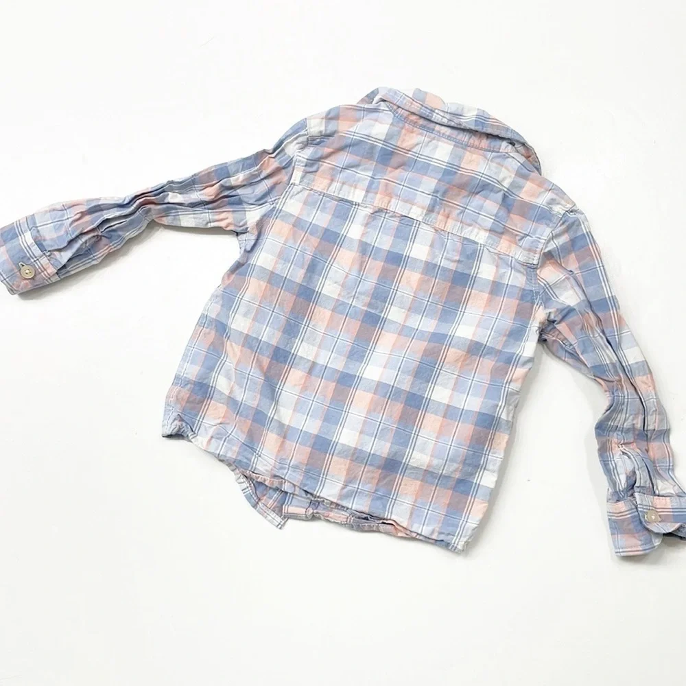 OshKosh B'gosh toddler boys blue plaid long sleeve button down shirt